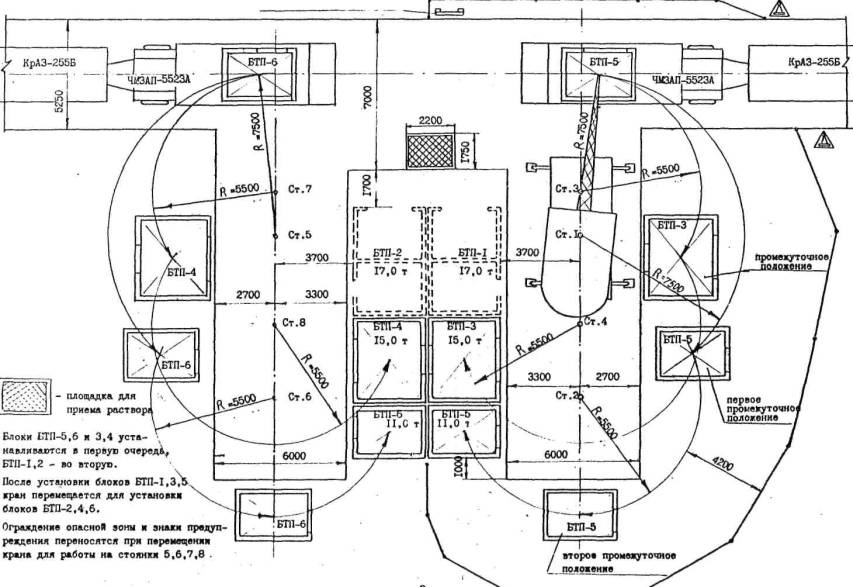 Технологические схемы на монтаж надземной части трансформаторных подстанций 4-ТО-2-630, 2-ТО-400 и погрузочно-разгрузочные операции, складирование материалов и оборудования при производстве электромонтажных работ